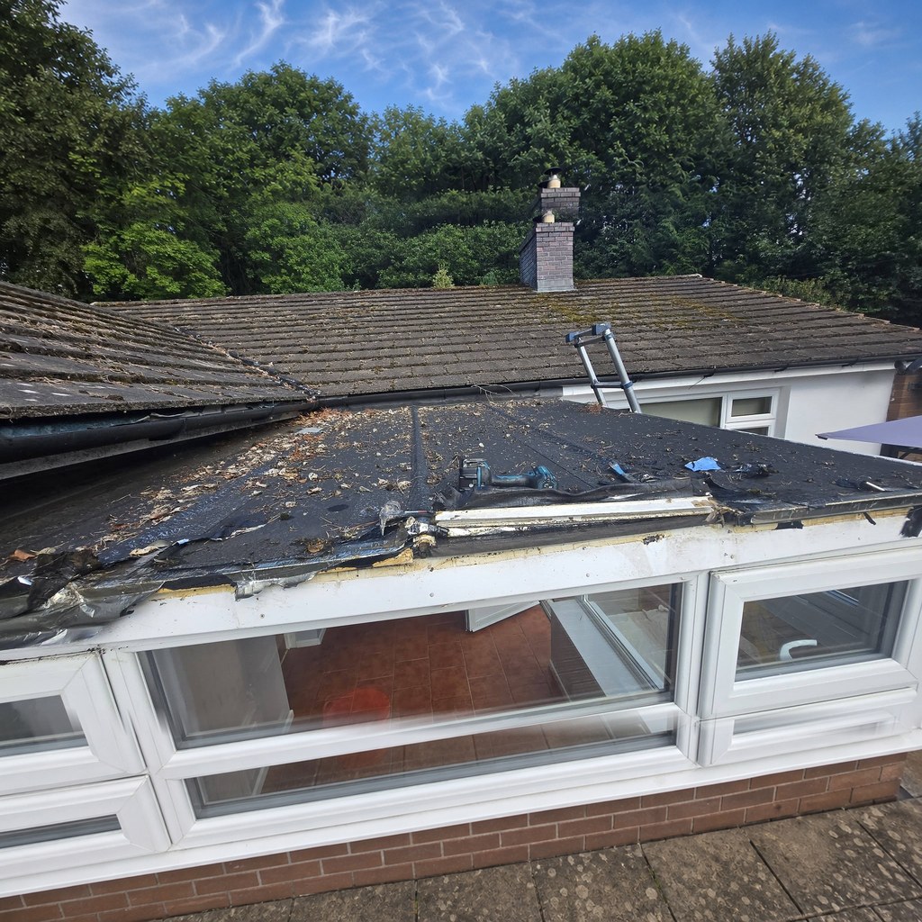 Conservatory roof during roofing work