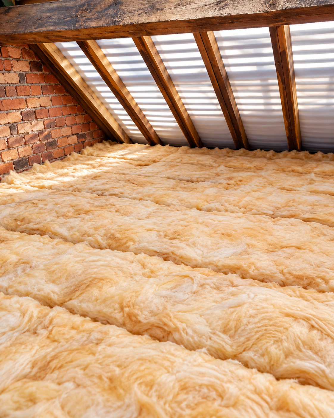 New loft insulation laid between the rafters